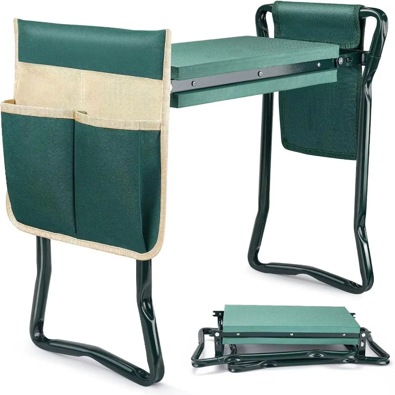 Folding Garden Kneeler Stool Bench Tool Pouch Storage Bag Protect Knees Sturdy Pad Seat Bearing Multi Pockets