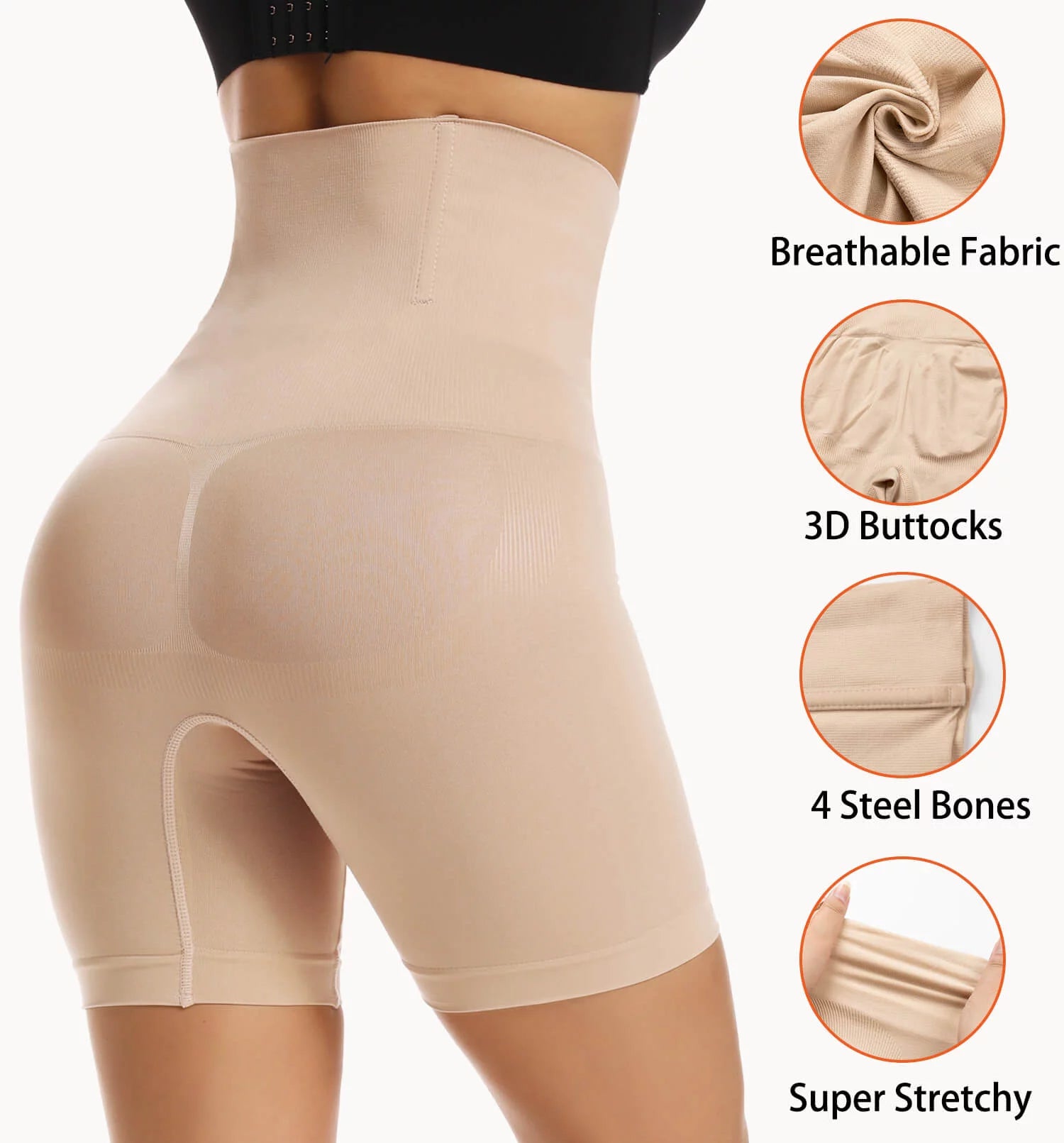 2 Packs Tummy Control Shapewear Shorts Faja Body Shaper for Women High-Waisted Thigh Slimming