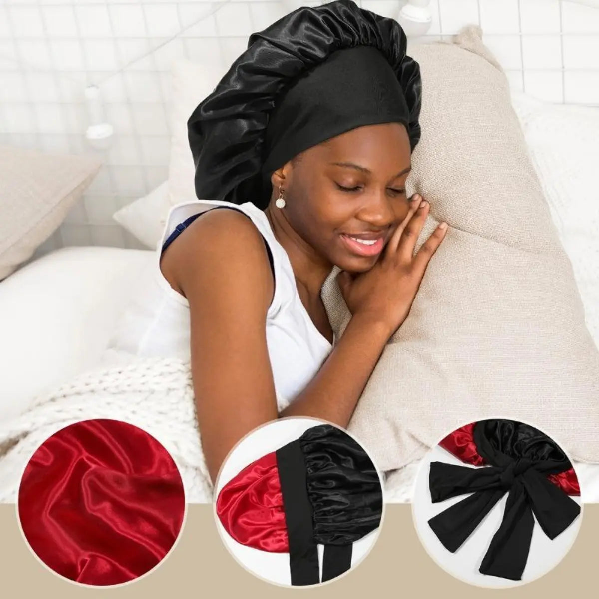 SilkEase Satin Hair Cap – Double-Layer Silk-Like Satin Cap for Hair Protection and Comfort