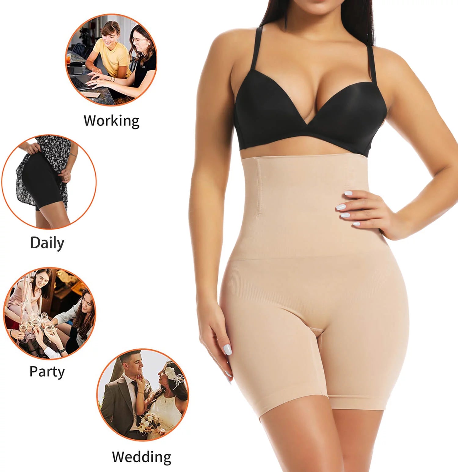 2 Packs Tummy Control Shapewear Shorts Faja Body Shaper for Women High-Waisted Thigh Slimming