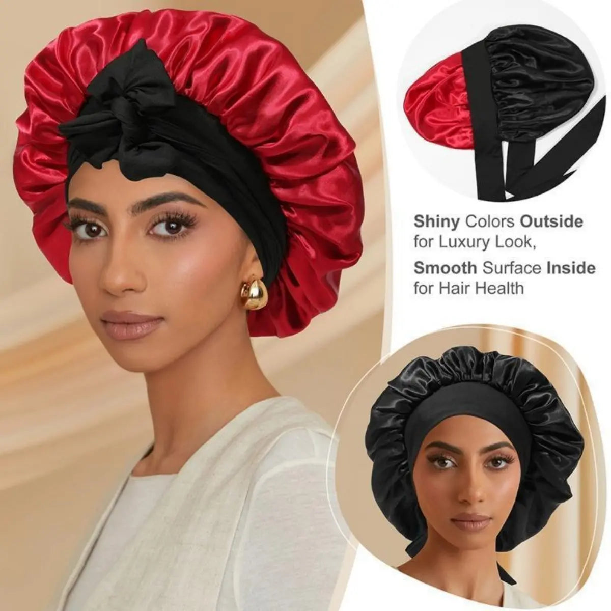 SilkEase Satin Hair Cap – Double-Layer Silk-Like Satin Cap for Hair Protection and Comfort